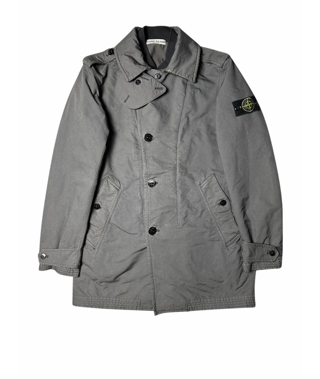 STONE ISLAND Антрацитовый полиэстеровый тренч / плащ, фото 1