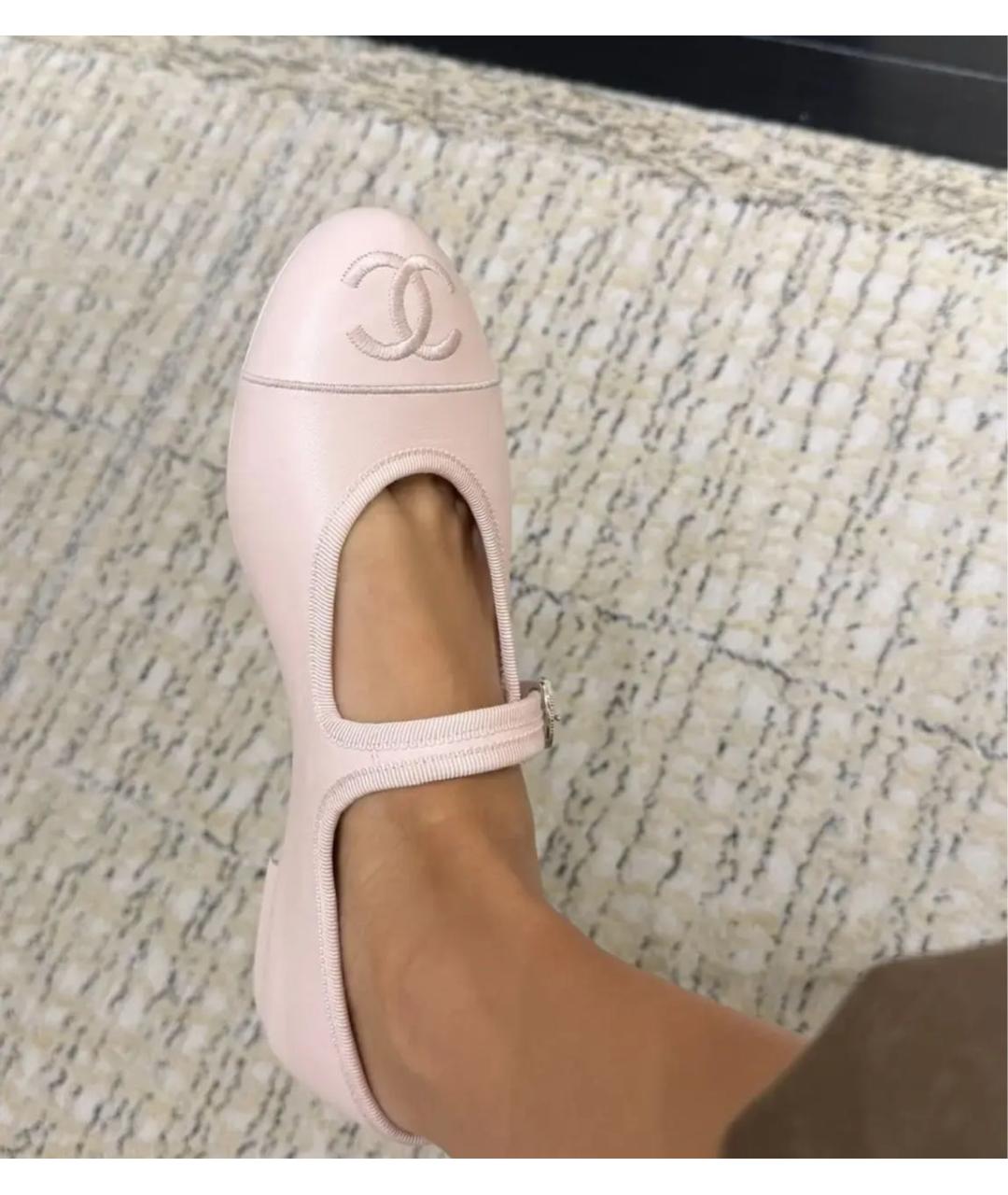 CHANEL Розовые кожаные балетки, фото 2
