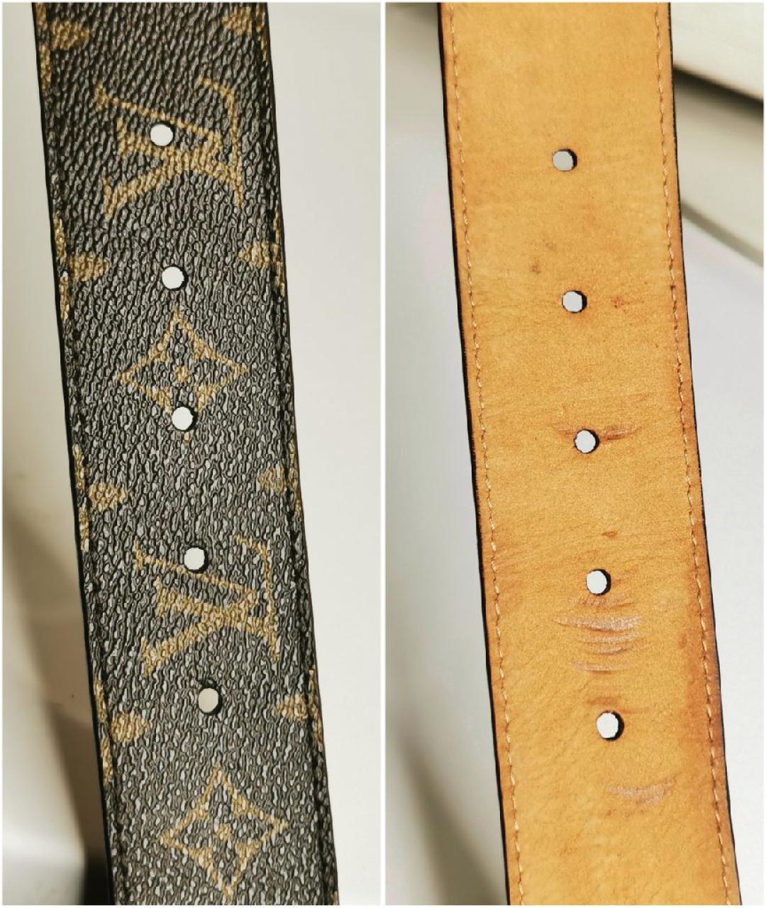 LOUIS VUITTON Коричневый кожаный ремень, фото 8