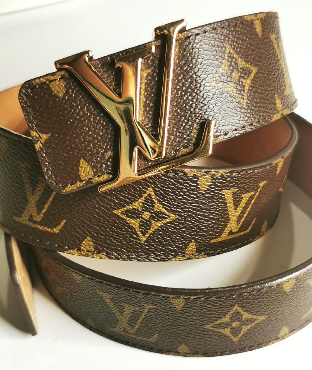 LOUIS VUITTON Коричневый кожаный ремень, фото 6
