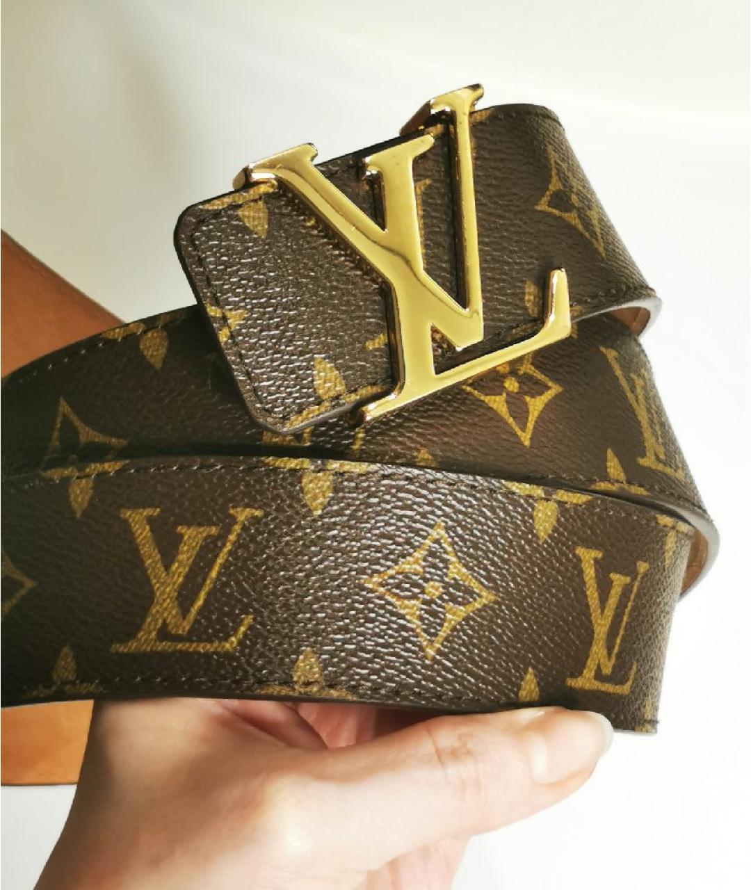 LOUIS VUITTON Коричневый кожаный ремень, фото 5