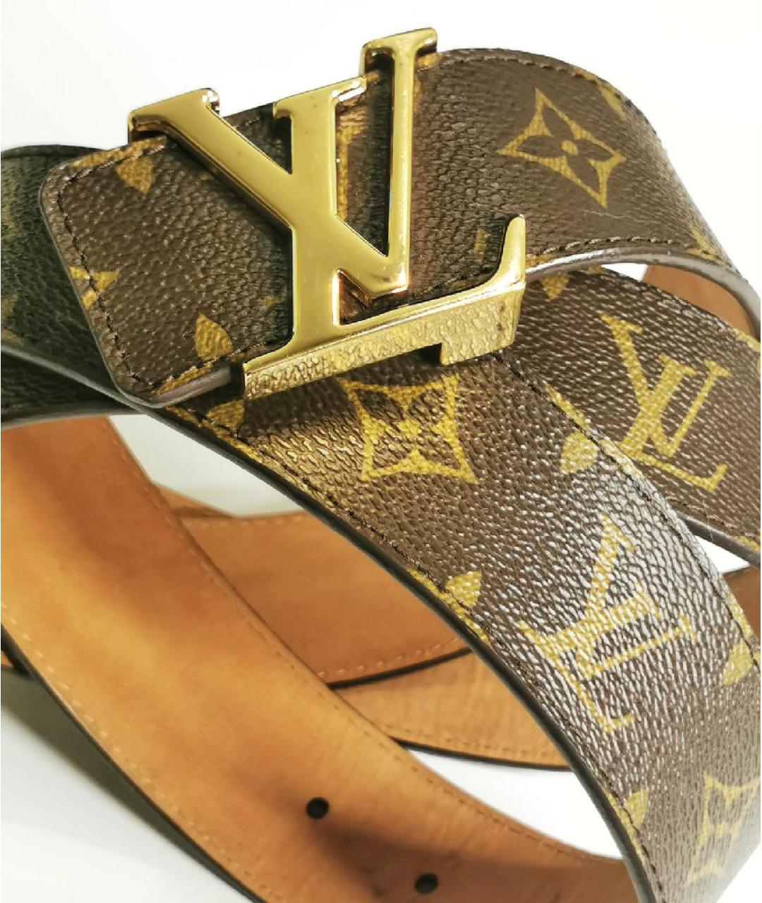 LOUIS VUITTON Коричневый кожаный ремень, фото 3