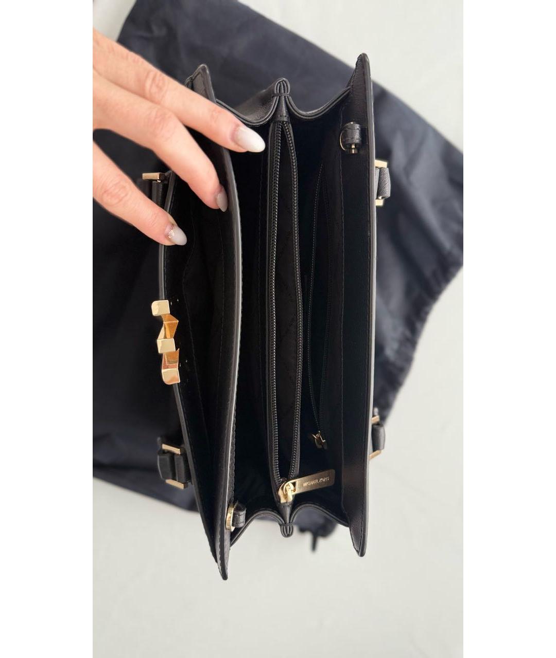 MICHAEL KORS Черная кожаная сумка с короткими ручками, фото 4