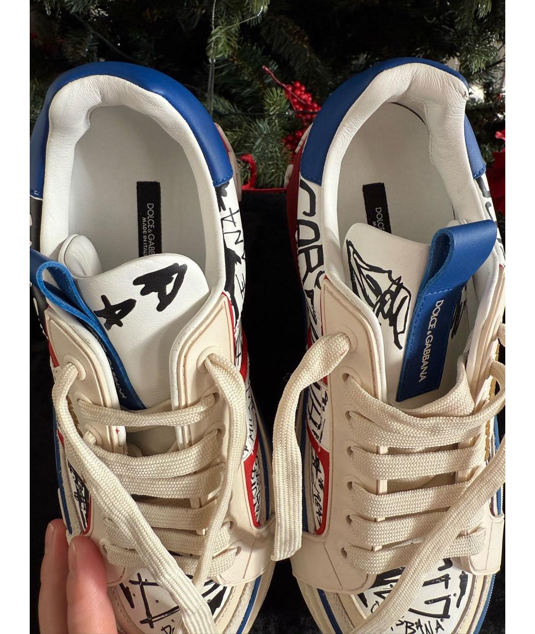 DOLCE&GABBANA Белые кожаные кеды, фото 3