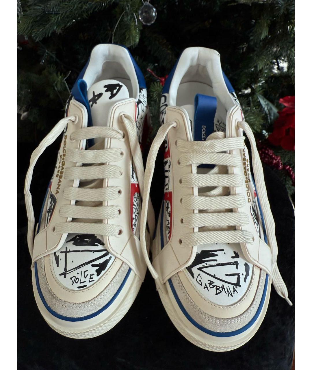 DOLCE&GABBANA Белые кожаные кеды, фото 2