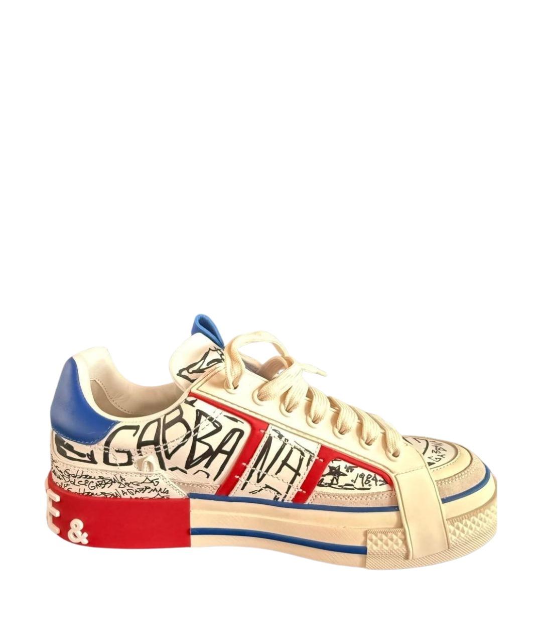 DOLCE&GABBANA Белые кожаные кеды, фото 1