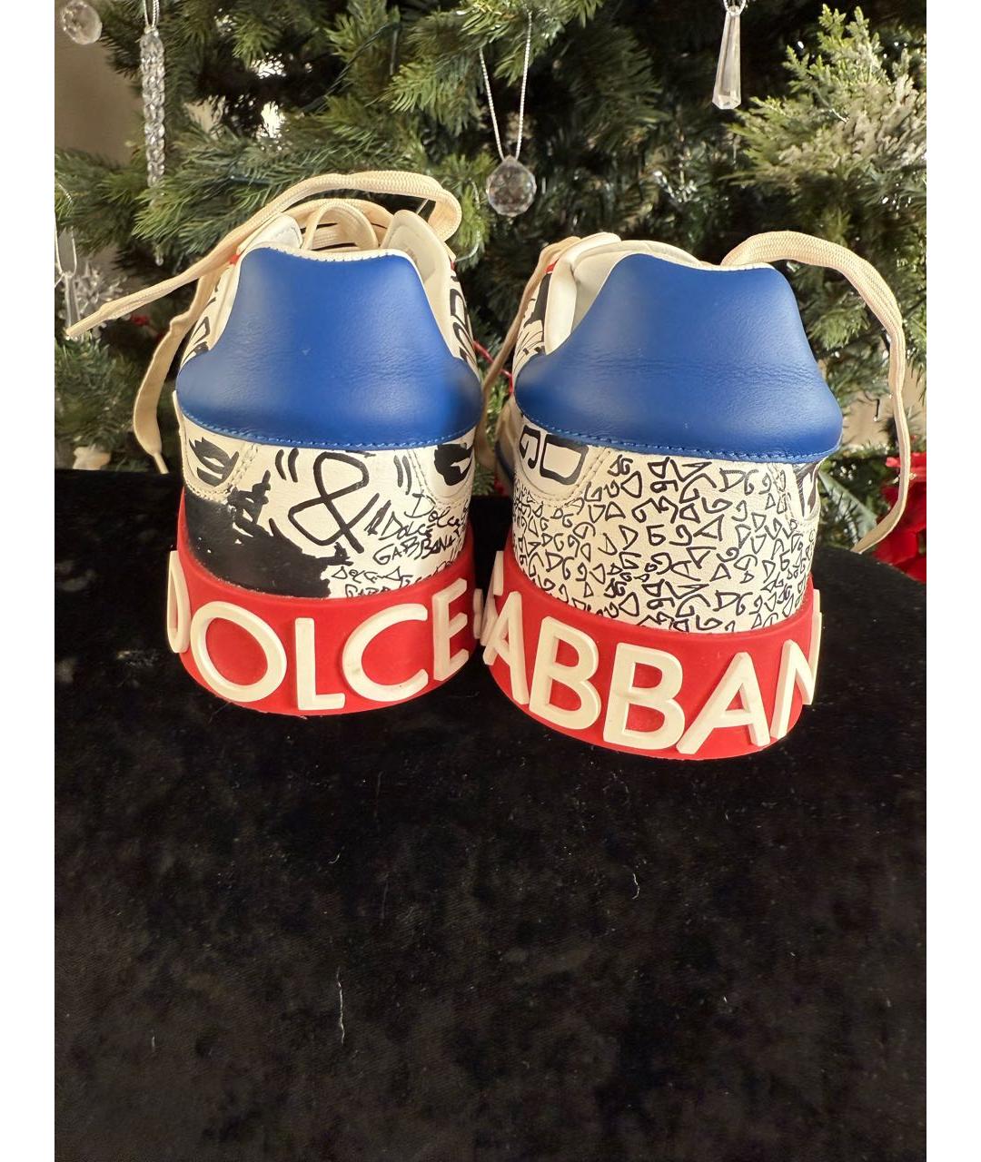 DOLCE&GABBANA Белые кожаные кеды, фото 4