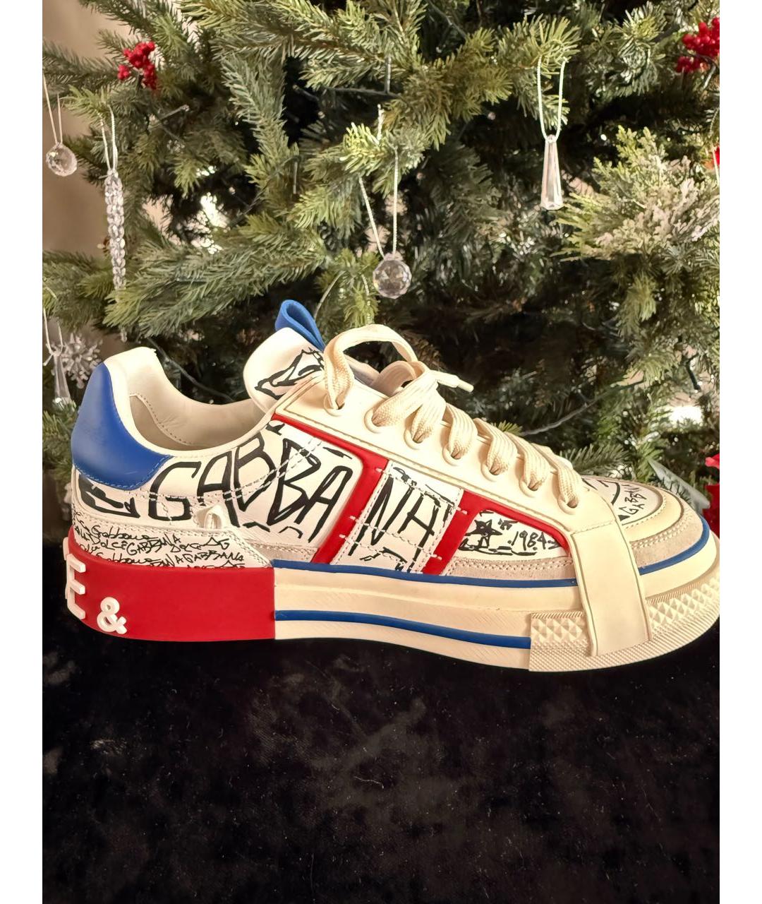 DOLCE&GABBANA Белые кожаные кеды, фото 6