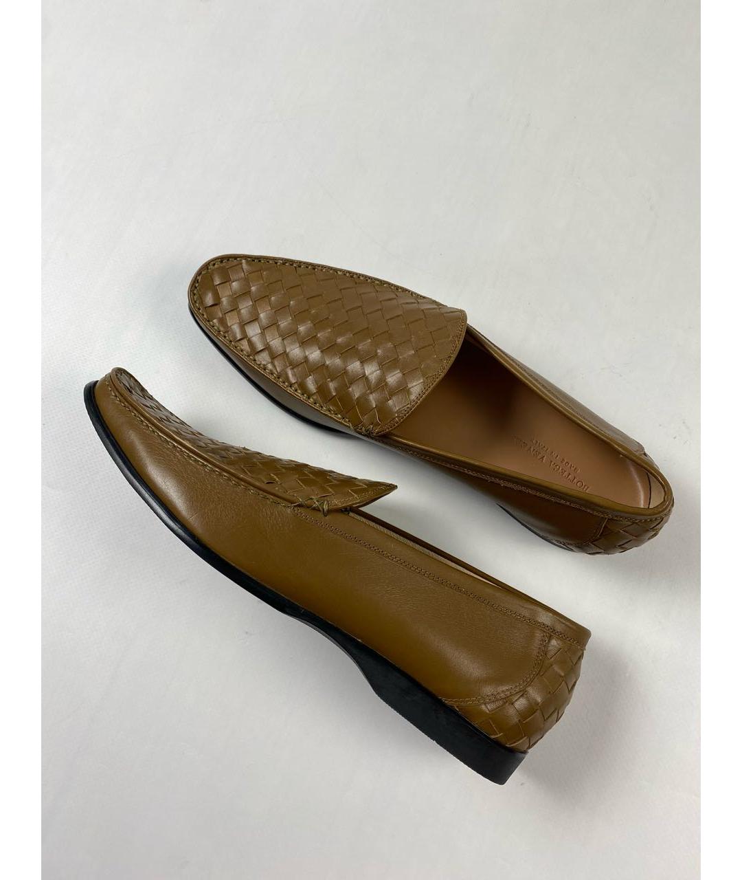 BOTTEGA VENETA Горчичные кожаные лоферы, фото 4