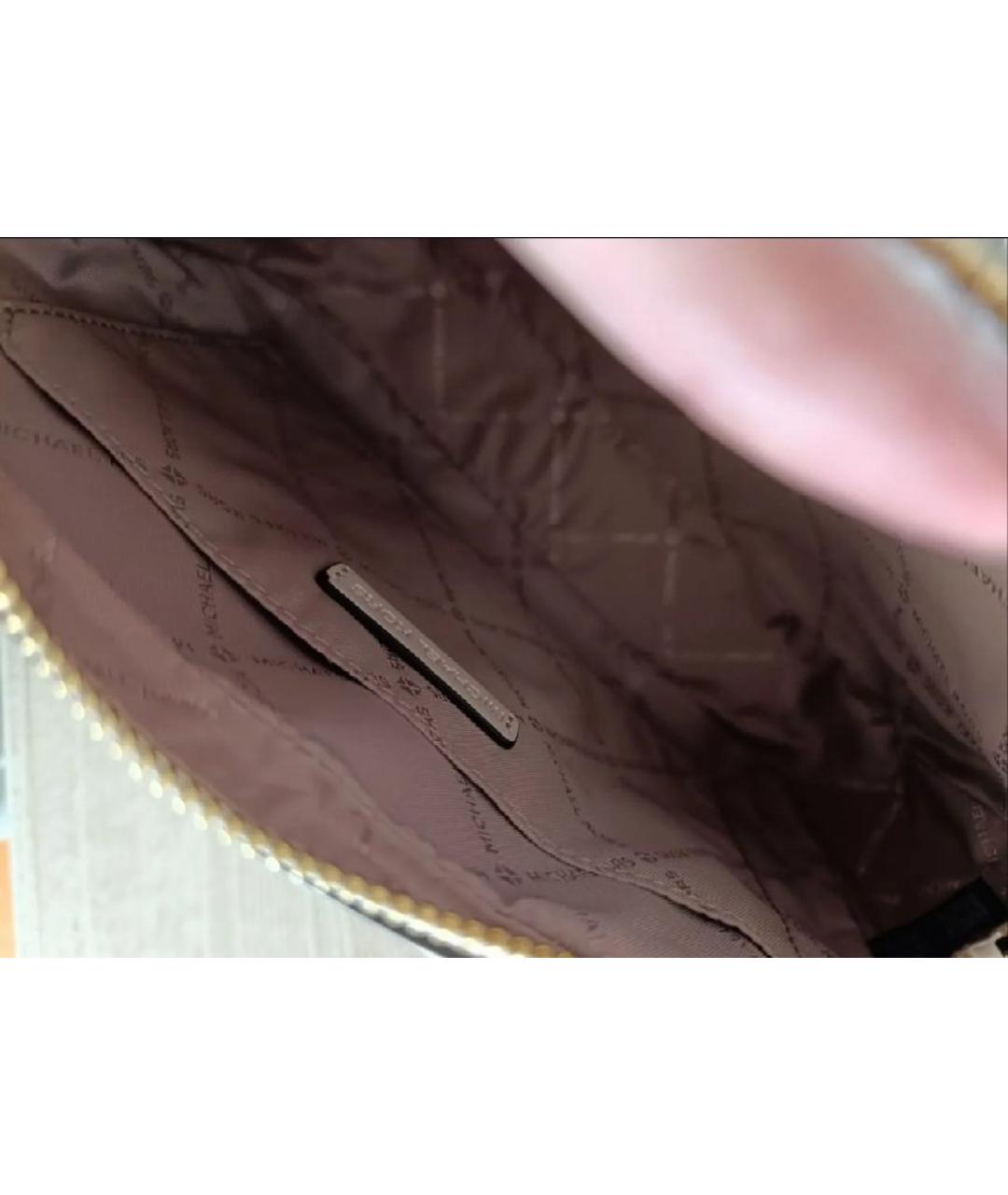 MICHAEL KORS Бежевая кожаная сумка через плечо, фото 4