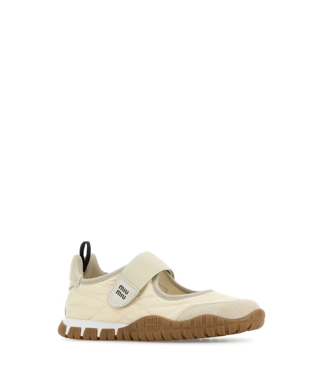 MIU MIU Бежевые текстильные балетки, фото 2