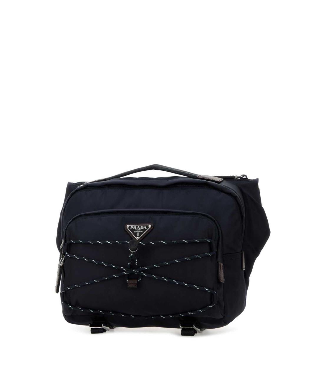 PRADA Темно-синяя синтетическая поясная сумка, фото 2