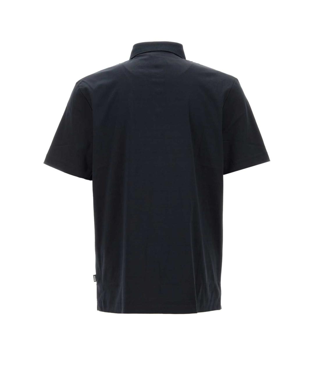 HUGO BOSS Черное хлопковое поло с коротким рукавом, фото 2