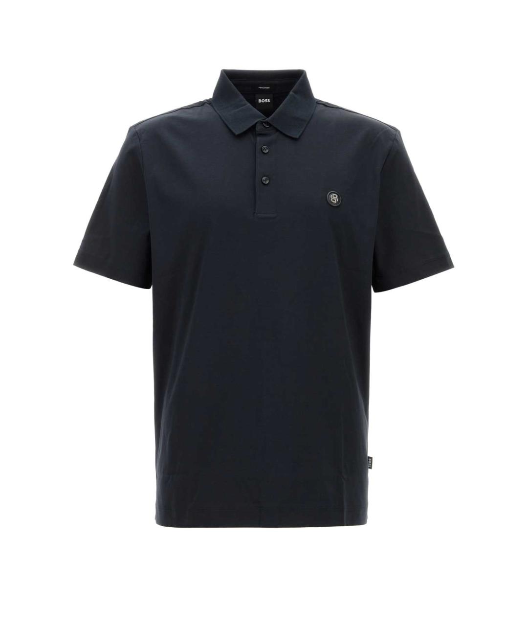 HUGO BOSS Черное хлопковое поло с коротким рукавом, фото 1