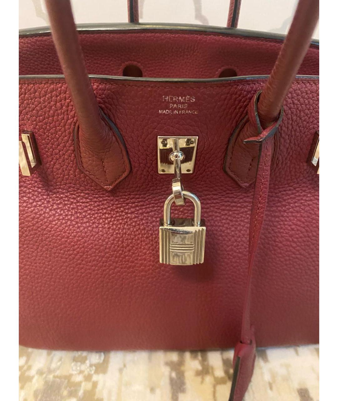 HERMES Красная кожаная сумка с короткими ручками, фото 6