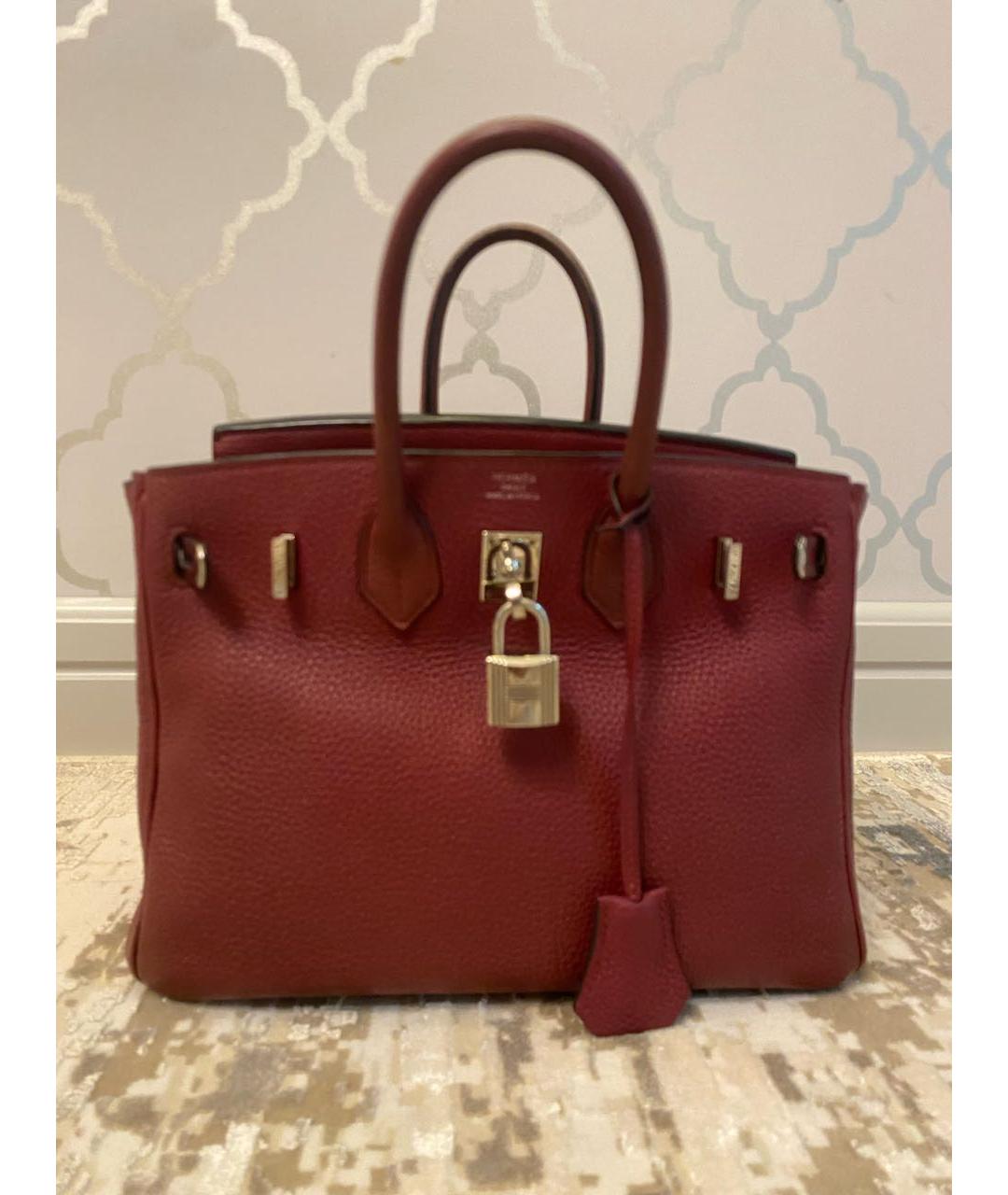 HERMES Красная кожаная сумка с короткими ручками, фото 2
