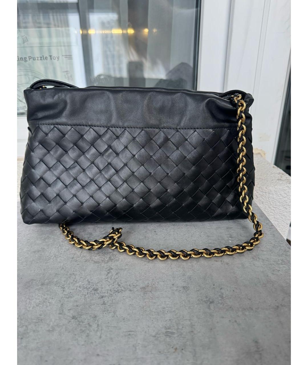 BOTTEGA VENETA Черная кожаная сумка через плечо, фото 6