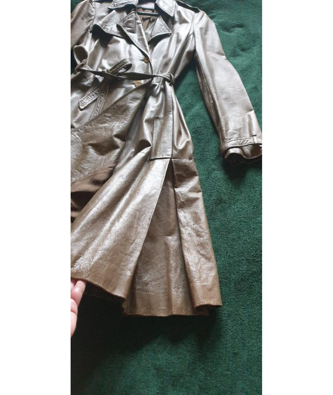 JOHN GALLIANO Коричневый кожаный тренч/плащ, фото 5