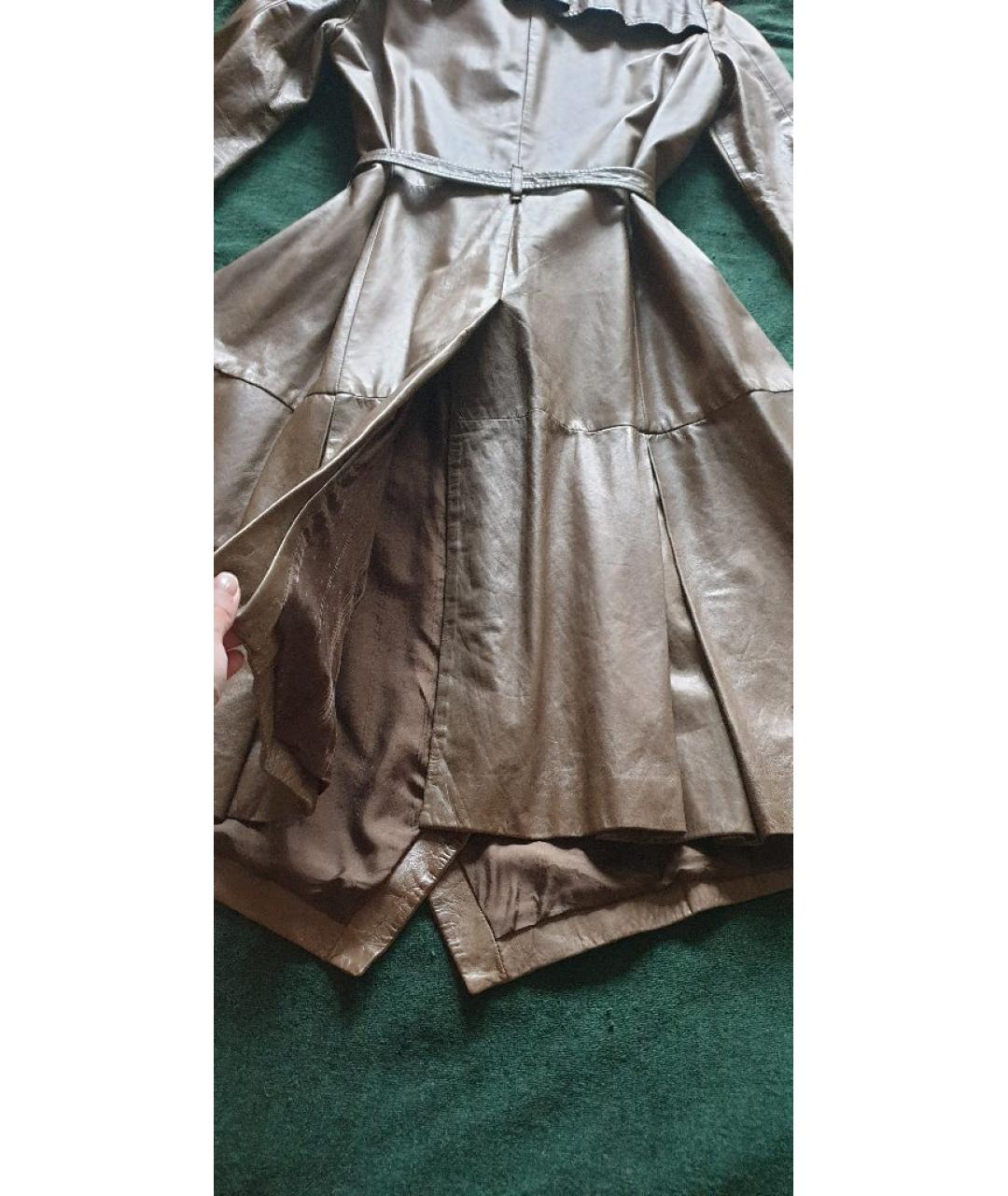 JOHN GALLIANO Коричневый кожаный тренч/плащ, фото 6