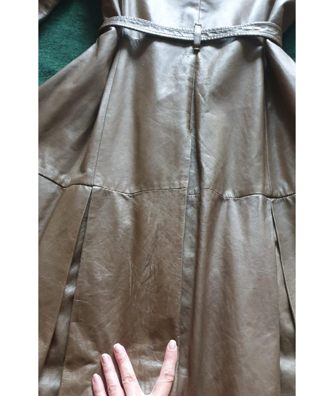 JOHN GALLIANO Коричневый кожаный тренч/плащ, фото 8