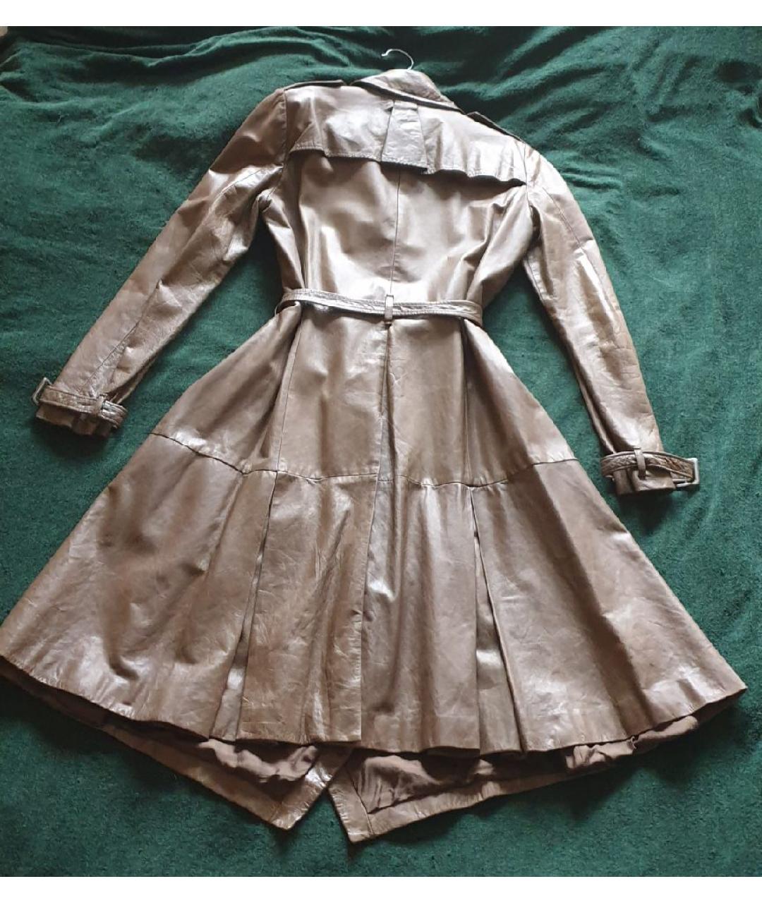 JOHN GALLIANO Коричневый кожаный тренч/плащ, фото 2