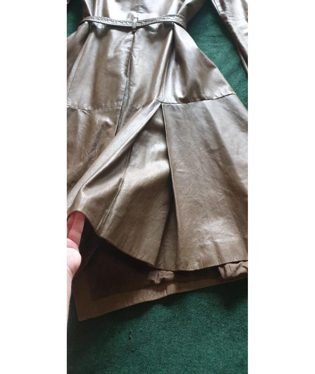 JOHN GALLIANO Коричневый кожаный тренч/плащ, фото 7