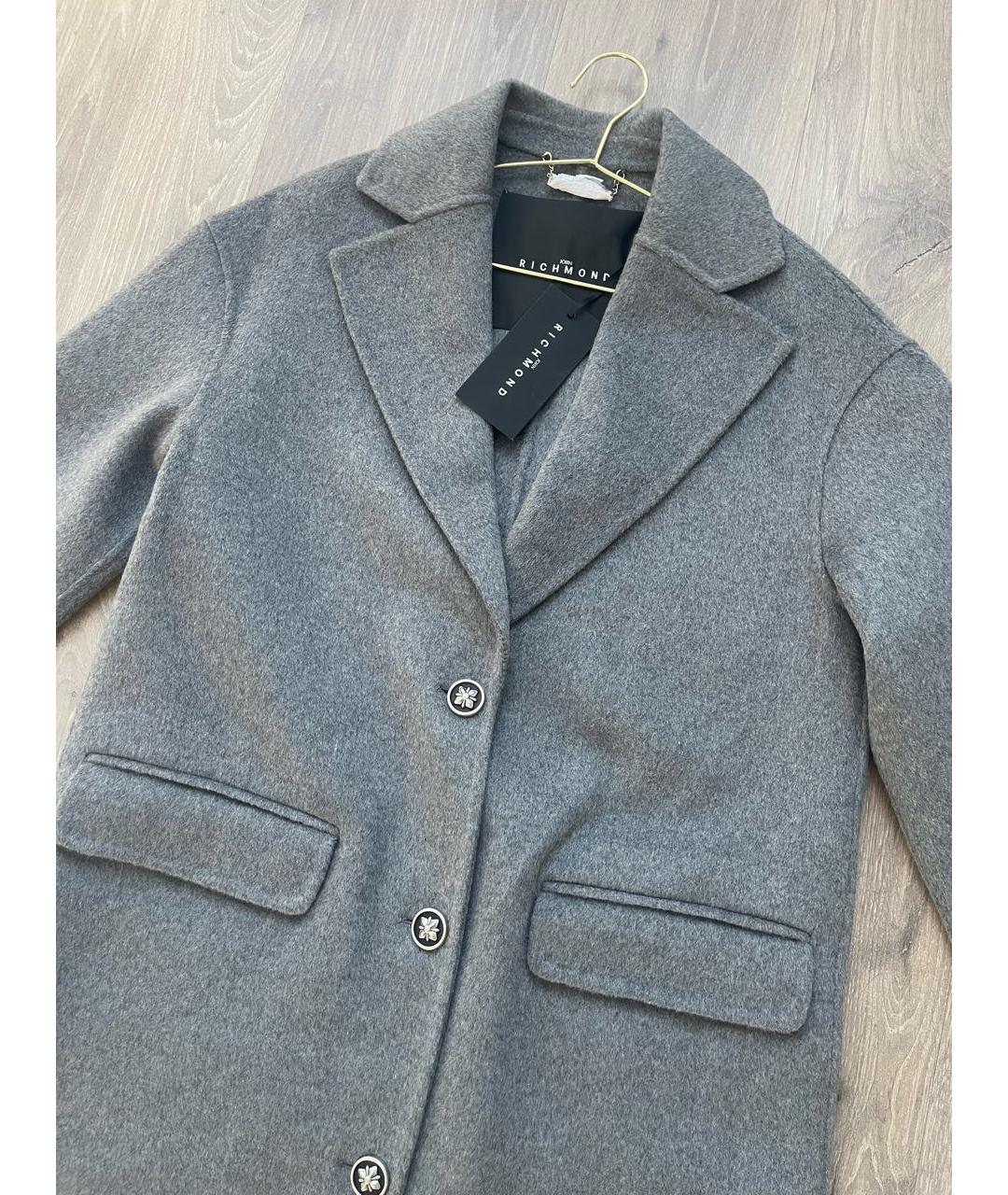 JOHN RICHMOND Серое шерстяное пальто, фото 2