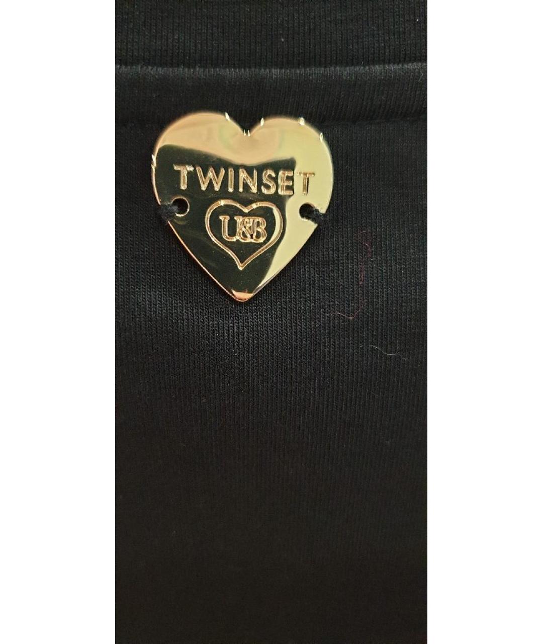 TWIN-SET Черное хлопковое повседневное платье, фото 3