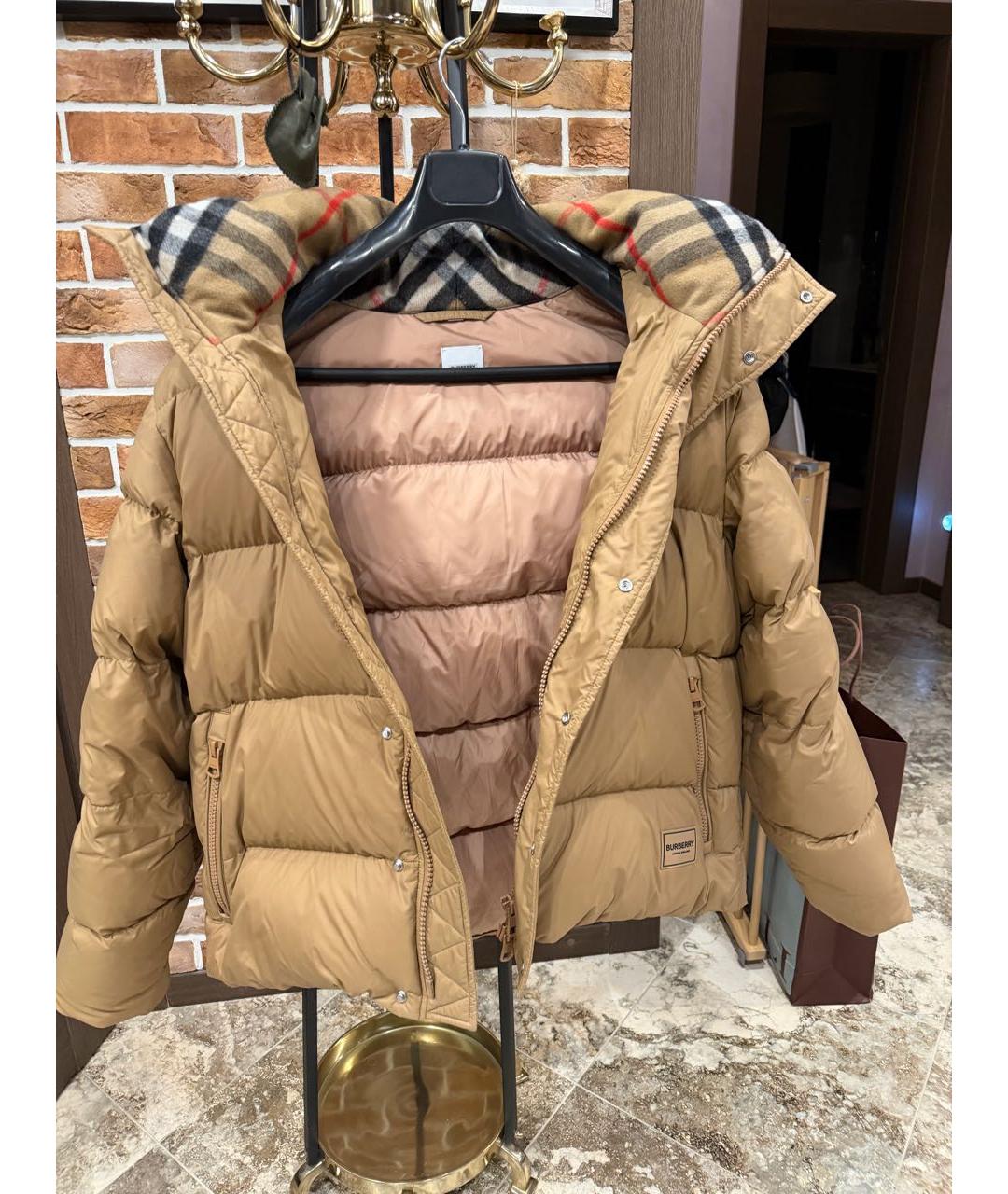 BURBERRY Бежевый полиэстеровый пуховик, фото 3