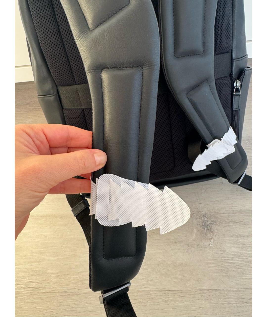 PIQUADRO Черный кожаный рюкзак, фото 4