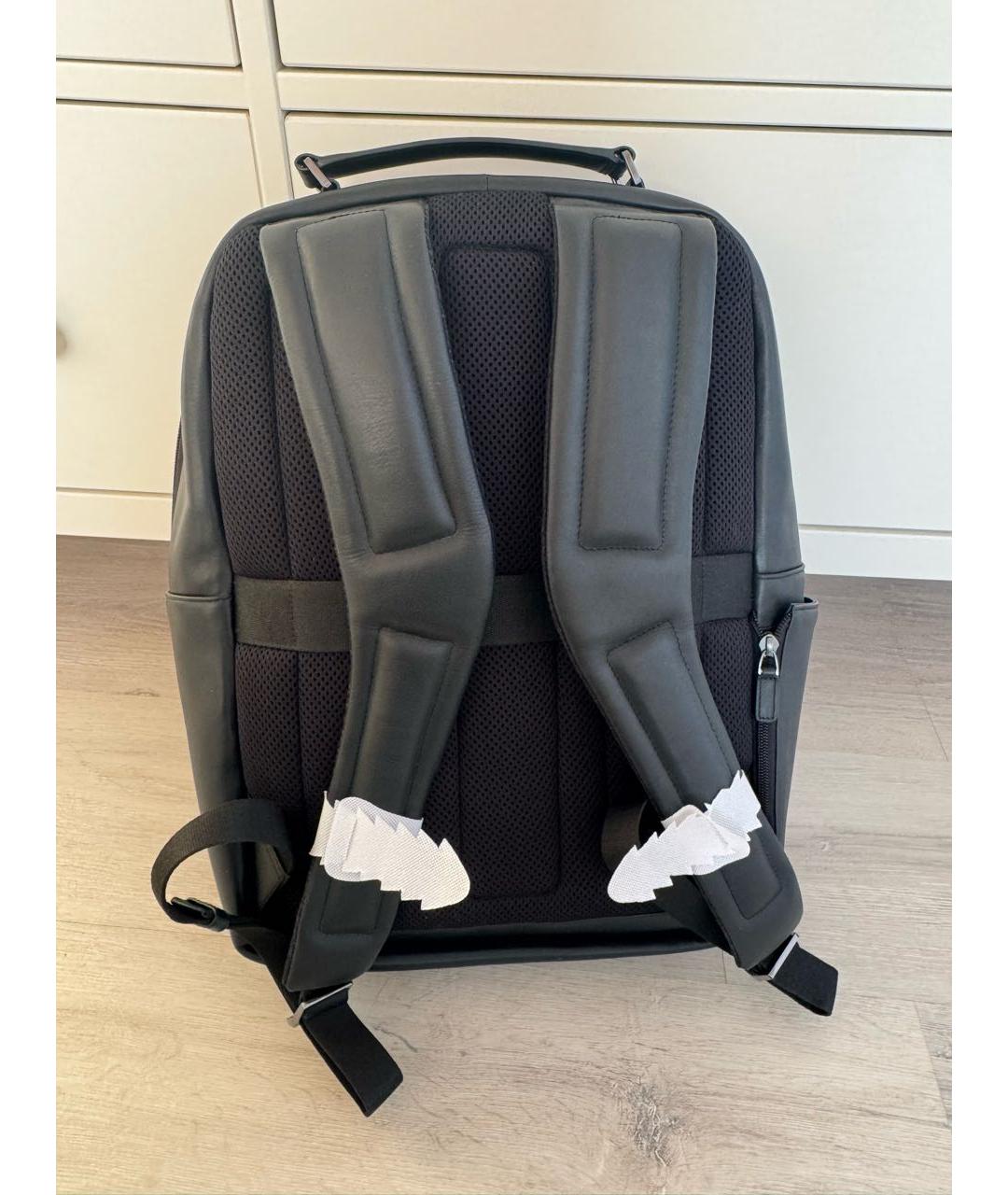 PIQUADRO Черный кожаный рюкзак, фото 2