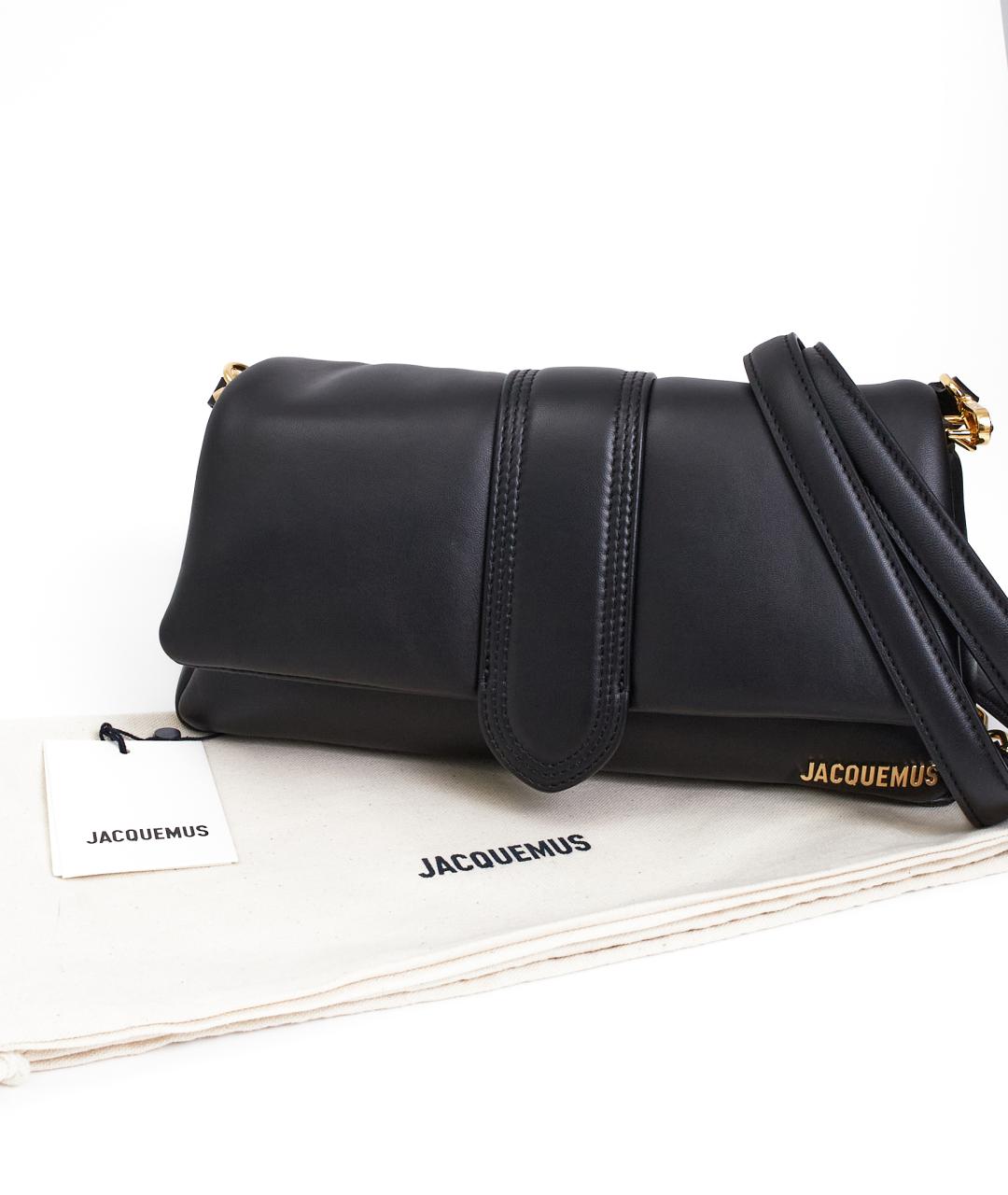 JACQUEMUS Черная кожаная сумка через плечо, фото 6