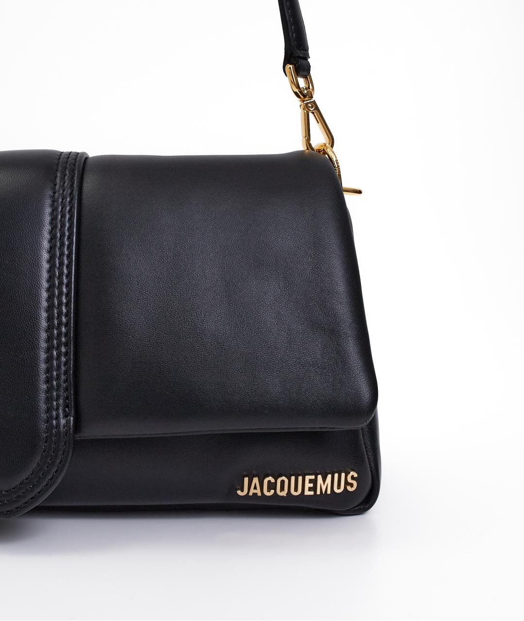 JACQUEMUS Черная кожаная сумка через плечо, фото 5