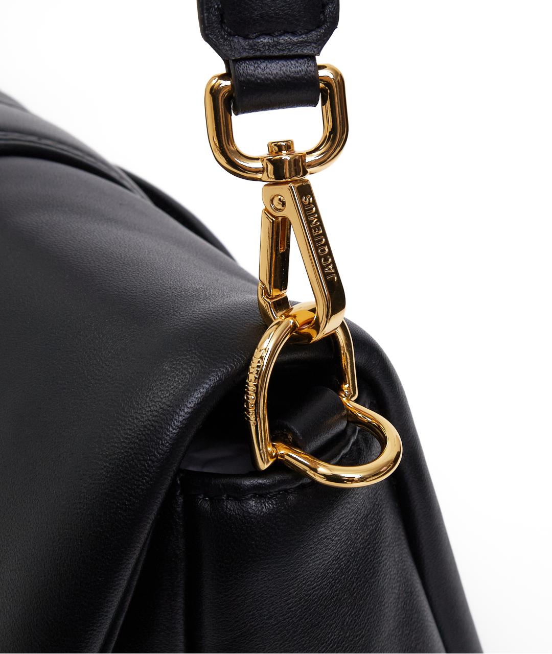 JACQUEMUS Черная кожаная сумка через плечо, фото 4