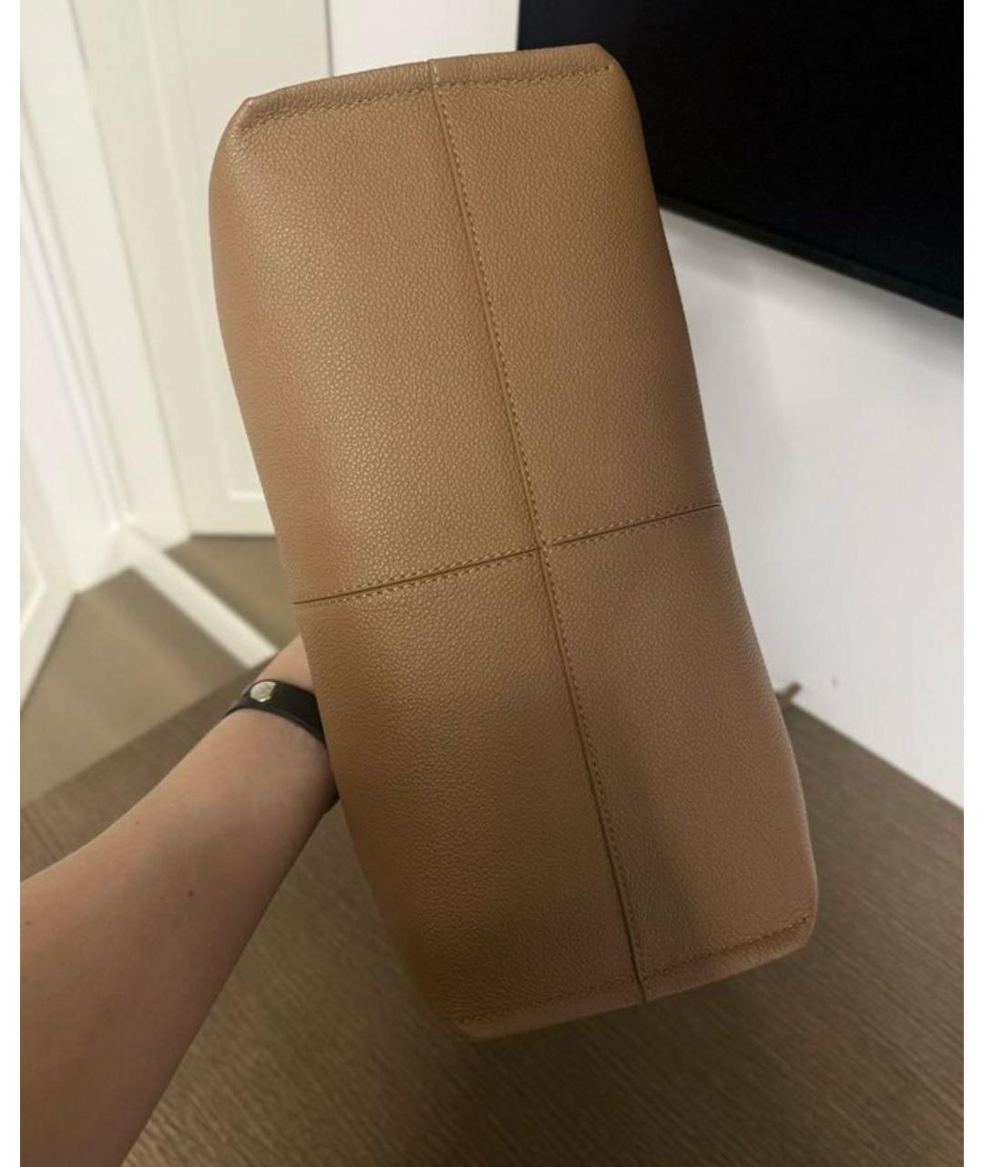 POLENE Коричневая кожаная сумка с короткими ручками, фото 5