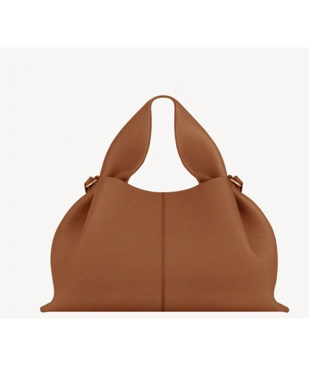 POLENE Коричневая кожаная сумка с короткими ручками, фото 6