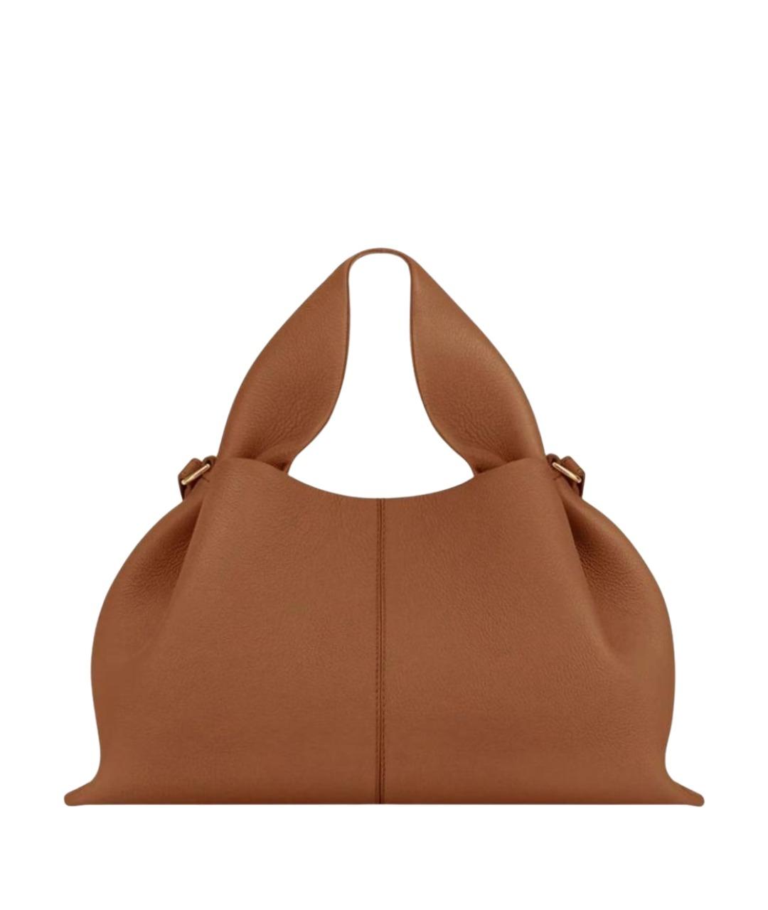 POLENE Коричневая кожаная сумка с короткими ручками, фото 1