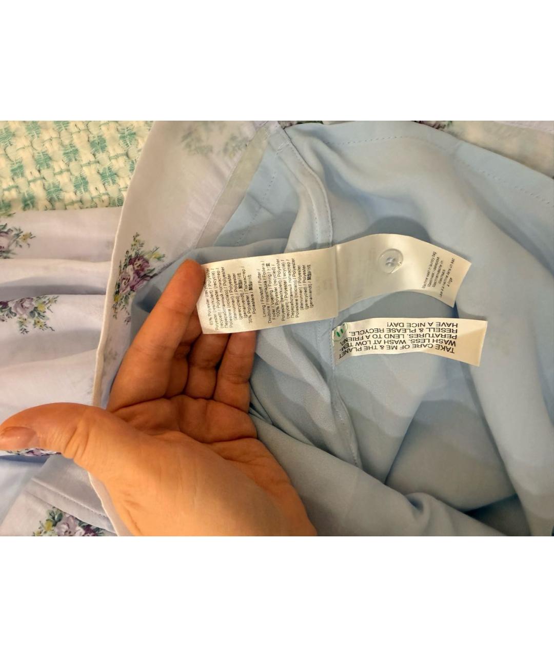 GANNI Голубое полиэстеровое повседневное платье, фото 4