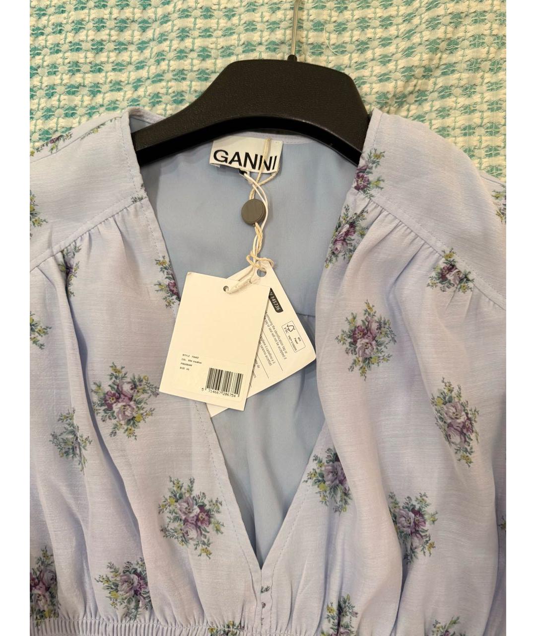 GANNI Голубое полиэстеровое повседневное платье, фото 3