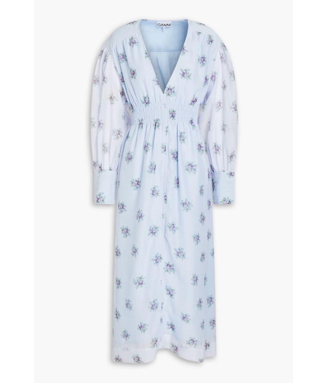 GANNI Голубое полиэстеровое повседневное платье, фото 9
