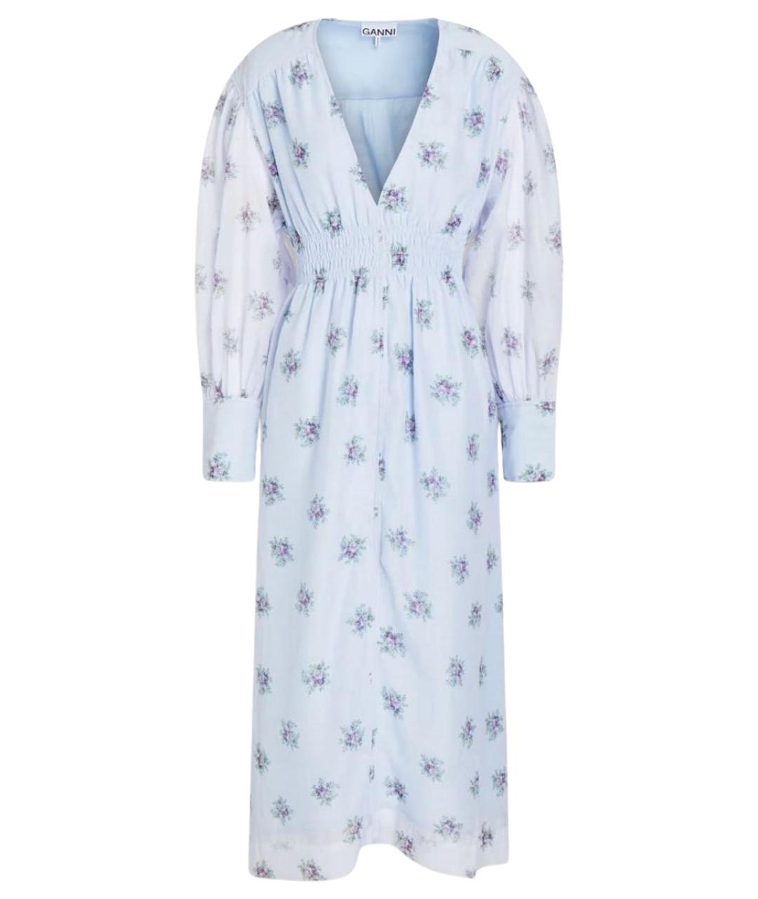 GANNI Голубое полиэстеровое повседневное платье, фото 1