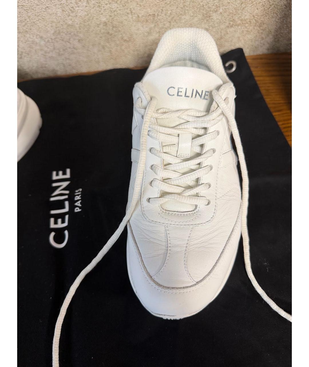 CELINE Белые кожаные кроссовки, фото 4