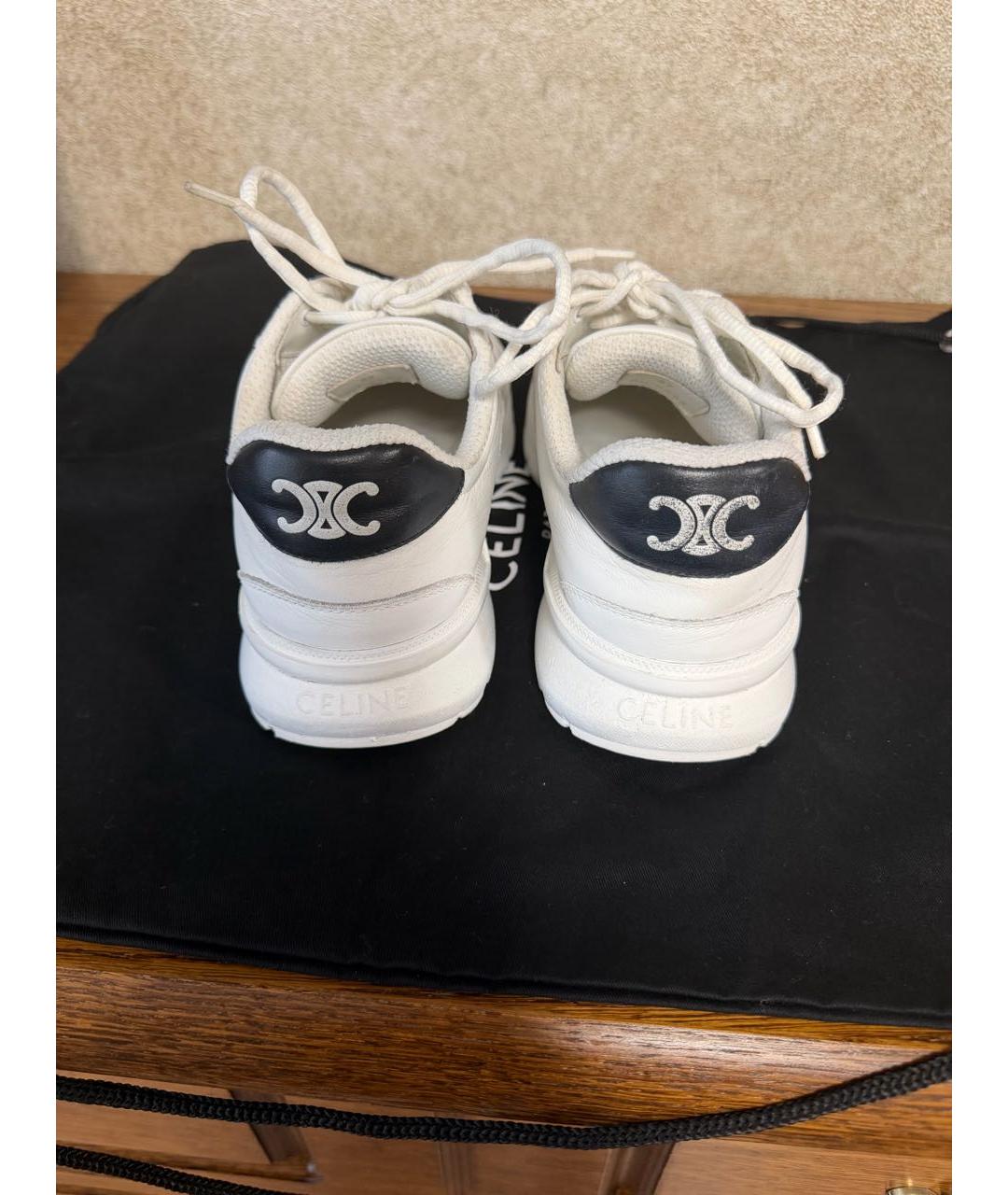 CELINE Белые кожаные кроссовки, фото 3