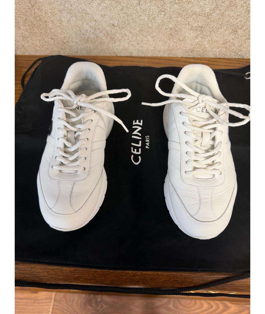 CELINE Белые кожаные кроссовки, фото 7