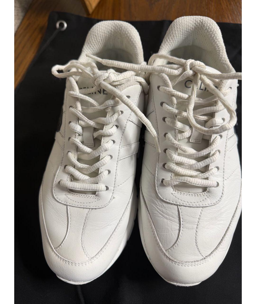 CELINE Белые кожаные кроссовки, фото 6