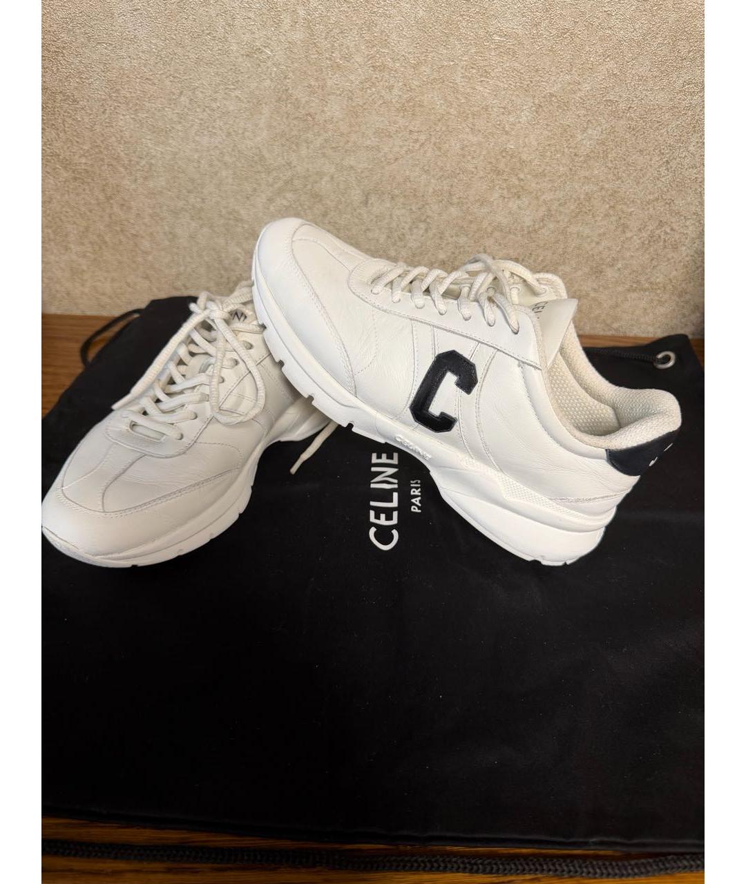 CELINE Белые кожаные кроссовки, фото 2
