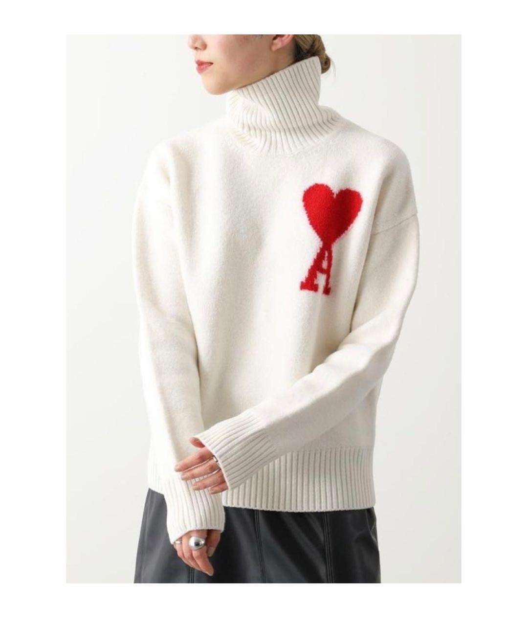 Ami Paris Белый шерстяной джемпер / свитер, фото 5