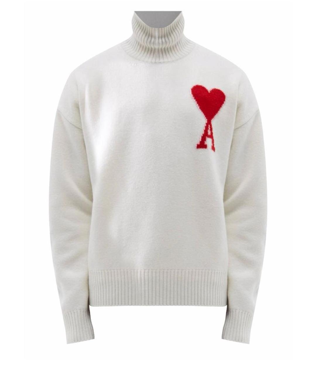 Ami Paris Белый шерстяной джемпер / свитер, фото 1