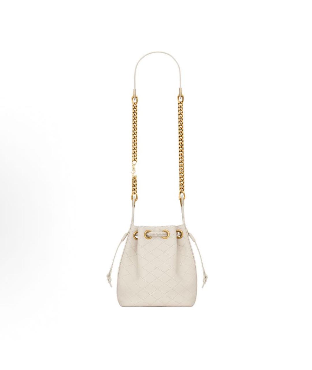 SAINT LAURENT Белая кожаная сумка через плечо, фото 8