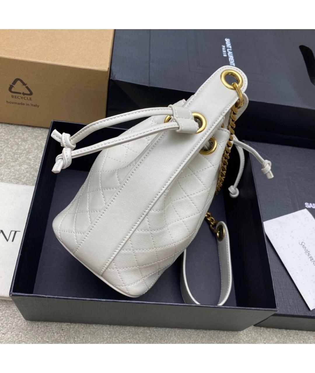 SAINT LAURENT Белая кожаная сумка через плечо, фото 5
